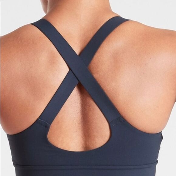 NWT Athleta A-C. Warrior Longline Bra Powervita. Navy. Large - Picture 3 of 4